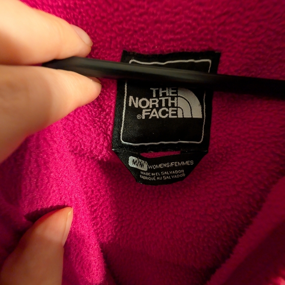 The North Face Denali Hoodie Jacket Berry Pink Gold Logo Polartec Fleece Medium - Picture 3 of 3